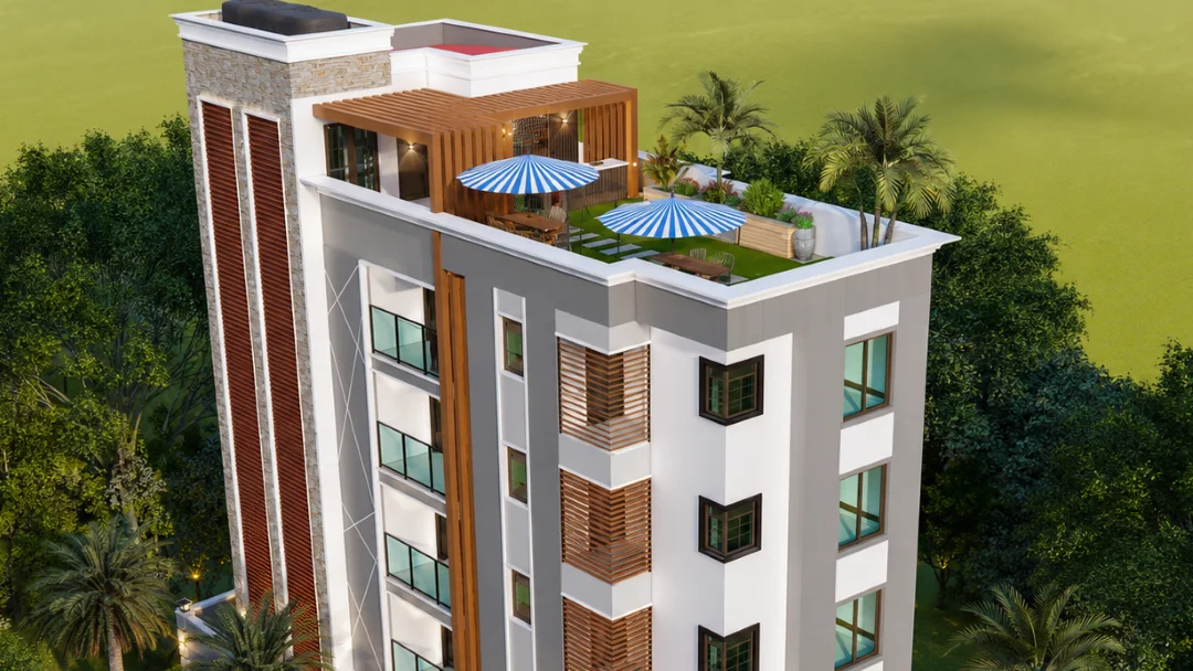 Kololo apartment rooftop swimming pool and terrace design - Aura Build Ltd