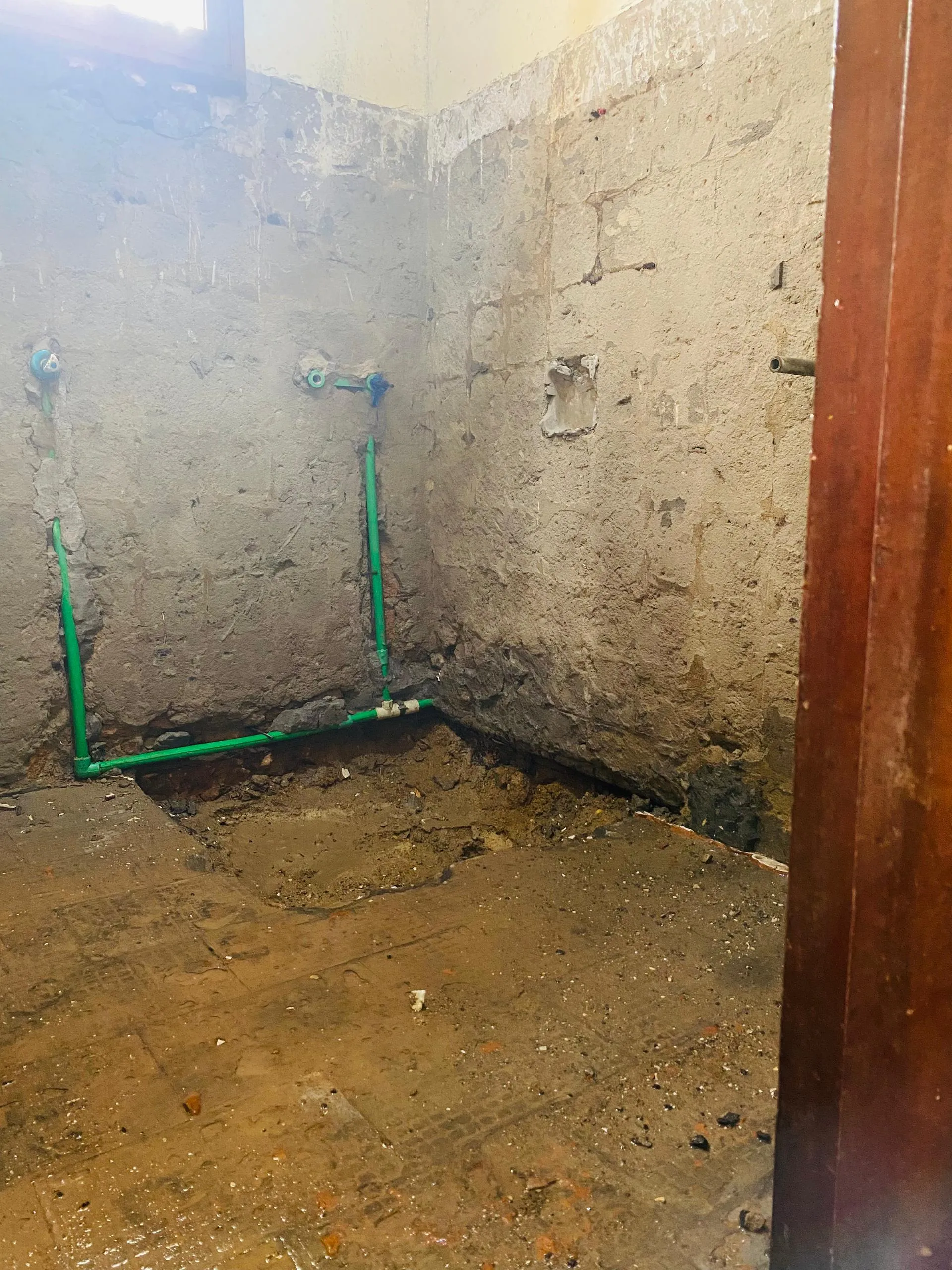 Detailed view of new PPR water supply pipes installation during renovation